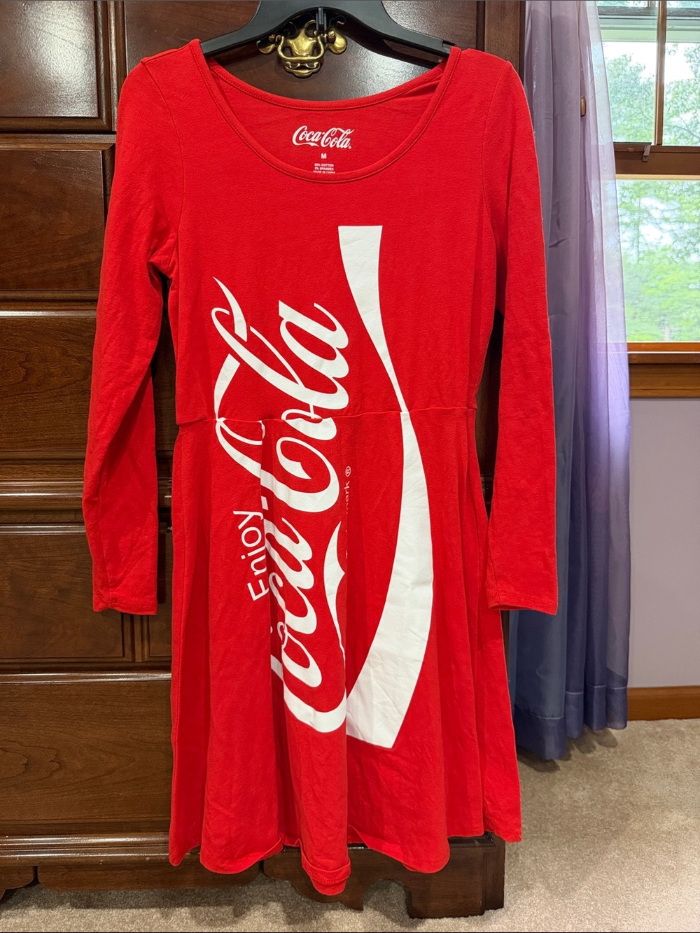 Coca Cola Red Long-Sleeve Logo Skater Dress for Girls